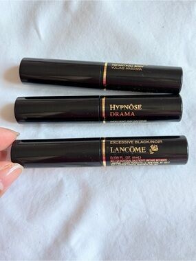 BRAND NEW Lot of 3 Lancôme Mini Hypnôse Drama Excessive Black Mascara - Black